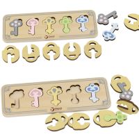 CLASSIC WORLD dřevěné Montessori senzorické puzzle klíče a zámky, které se hodí
