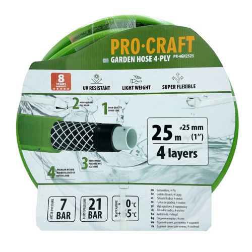 Zelená zahradní hadicí Procraft PR-4GH2525 | PR-4GH2525, 6976174162575