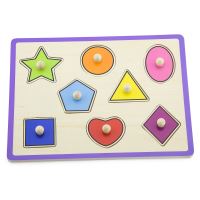 VIGA dřevěné barevné puzzle s tvary kolíků