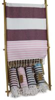 Coton d'Or PS-142:Cotton Beach Peshtemal Ručník 95x185 - Candy Stripes & Awning Stripes Maroon & Pink