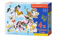 CASTORLAND Puzzle 4v1 - Zvířátka s mláďaty