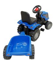 Traktor s pedálovým přívěsem modrý