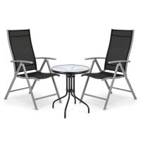 Set zahradního nábytku, skleněný stůl + 2 židle, set pro 2 osoby