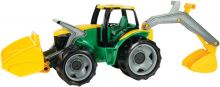 Traktor se lžící a bagrem plast zeleno-žlutý 65cm v krabici od 3 let