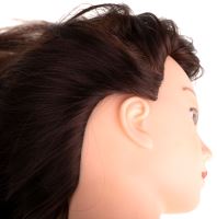 Kadeřnická cvičná hlava s přírodními vlasy, hnědá