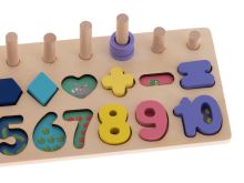 Třídič dřevěných počítadel Montessori čísla 3v1 13x36cm