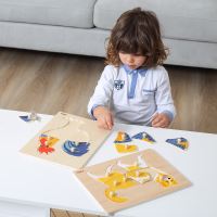 VIGA Dřevěné montessori puzzle kohout s kolíky