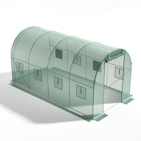Skleníkový zahradní tunel s kovovým rámem 4,5x2x2m pro více ročních období zelená fólie