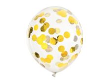 Průhledné balónky s konfetovými kruhy zlaté 30cm
