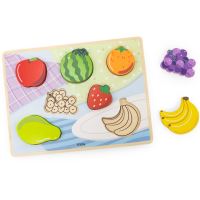 VIGA Dřevěné puzzle Montessori Puzzle 2v1 Figurky Ovoce