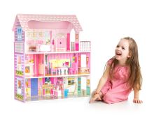 Velký dřevěný domeček pro panenky + nábytek ECOTOYS