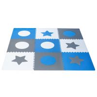 Pěnová podložka na puzzle pro děti 180x180cm 9 dílků šedomodrá