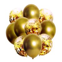 Kovové balónky + konfety 10ks 33cm zlaté