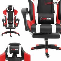 Herzberg HG-8083: Tri-color Gaming and Office Chair with Linear Accent Red