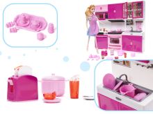 Kuchyňský nábytek pro panenky 3 segmenty LED zvuky myčky + panenka