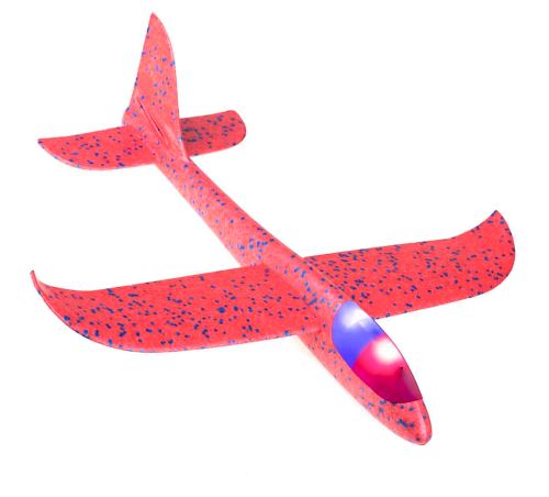 Kluzák letadlo 2LED polystyren 48x47cm červený