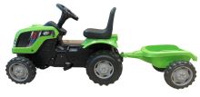 Traktor s pedálovým přívěsem zelený
