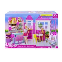 Barbie restaurace s doplňky plast v krabici 46x32x14cm