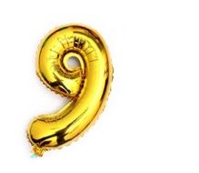 Narozeninový balón pro čísla hélia „9“ 76 cm zlatý