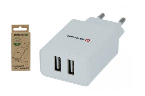 Síťový adaptér Smart IC 2x USB 2,1A power, bílý (ECO BALENÍ) - 8595217475496