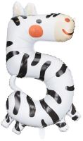 Fóliový narozeninový balónek číslo &quot;5&quot; - Zebra 68x98 cm