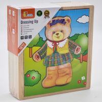 Dřevěné puzzle Viga Puzzle Oblečte dívčího medvídka
